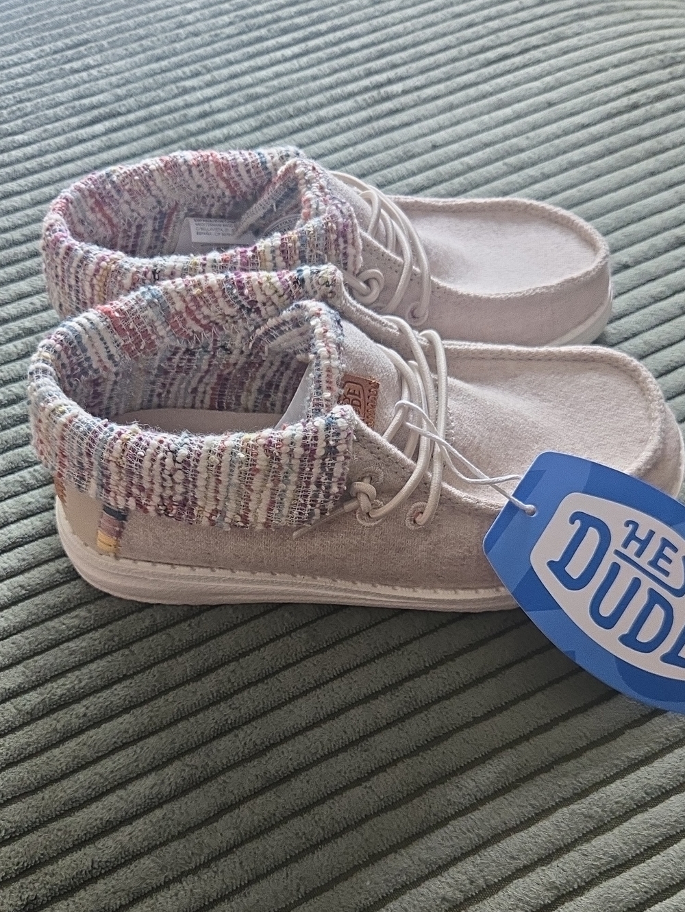 Hey Dude Wendy Fold Baja Cream Multi Wool Blend Youth Kids 11 TD11 EU 30 NWT